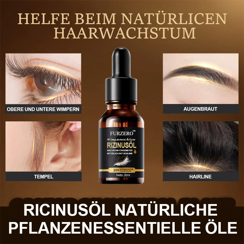Furzero™ 100% natürliches Rizinusöl Wimpern-, Augenbrauen- und Haarwachstumsserum